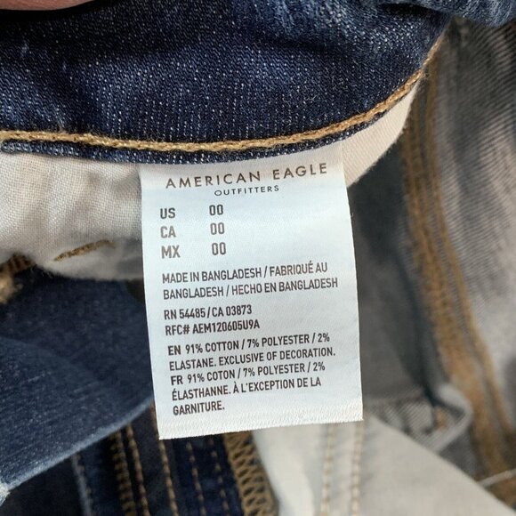 NTW American Eagle Y2K Distressed Denim High Rise Mini Skirt Size 24 Blue $45 - Picture 9 of 10